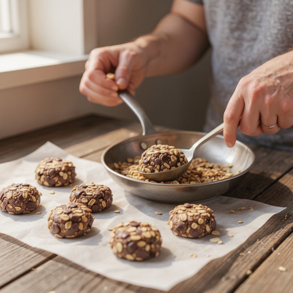 Step 7: Working quickly, drop spoonfuls of the mixture onto wax paper or parchment paper