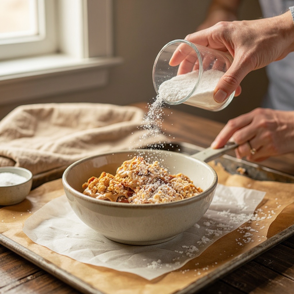 Step 2: In a medium bowl, combine 1 cup of creamy peanut butter and 1/2 cup of granulate