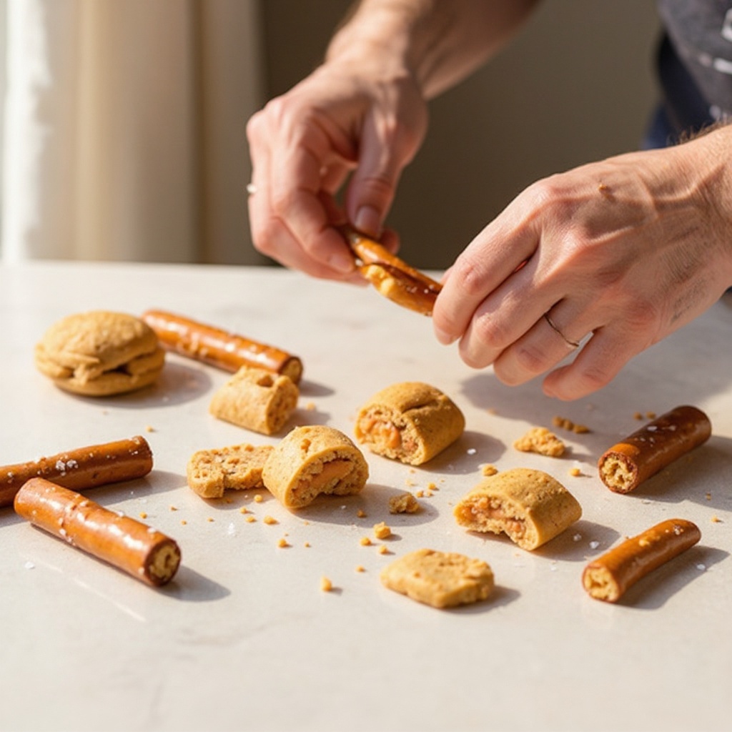 Step 2: Carefully place the pretzel rods on your prepared surface. The goal here is to b