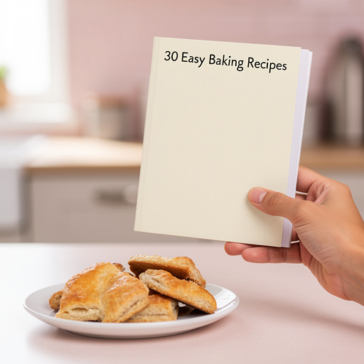 30 Easy Baking Recipes held in hand
