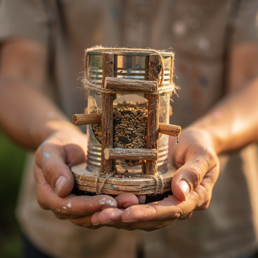 Recycled Container Bird Buffet held in hand