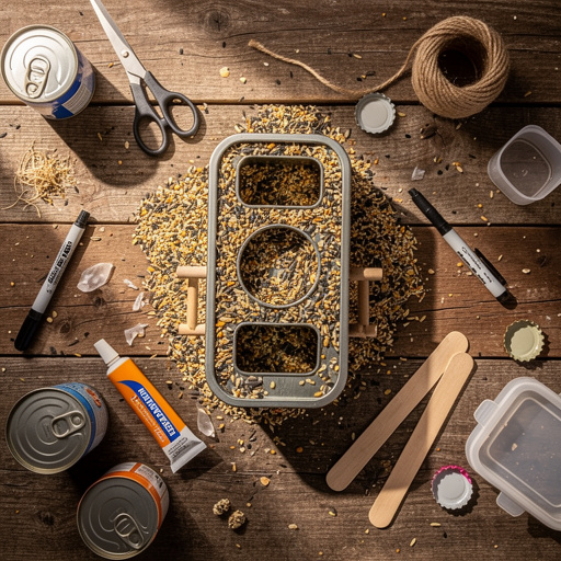 Multiple Recycled Container Bird Buffet crafts from above