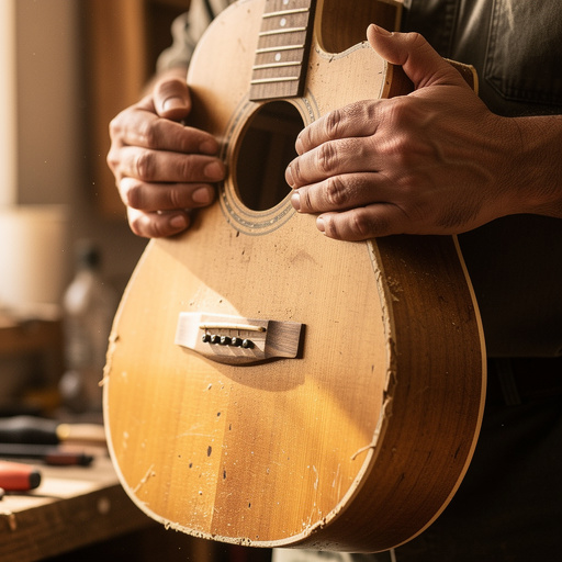 DIY Acoustic Guitar Plans held in hand