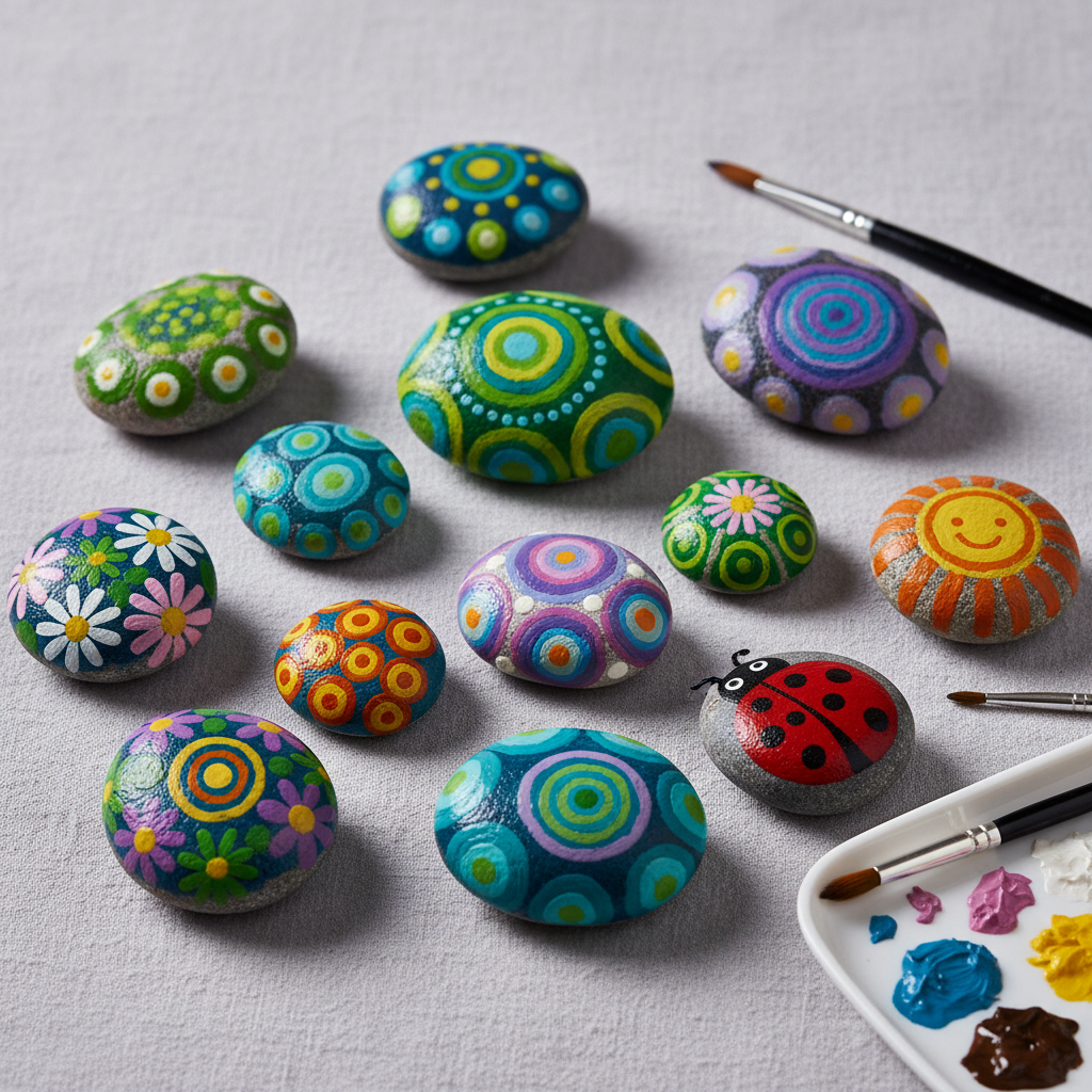 Vibrant Acrylic Painted Rocks