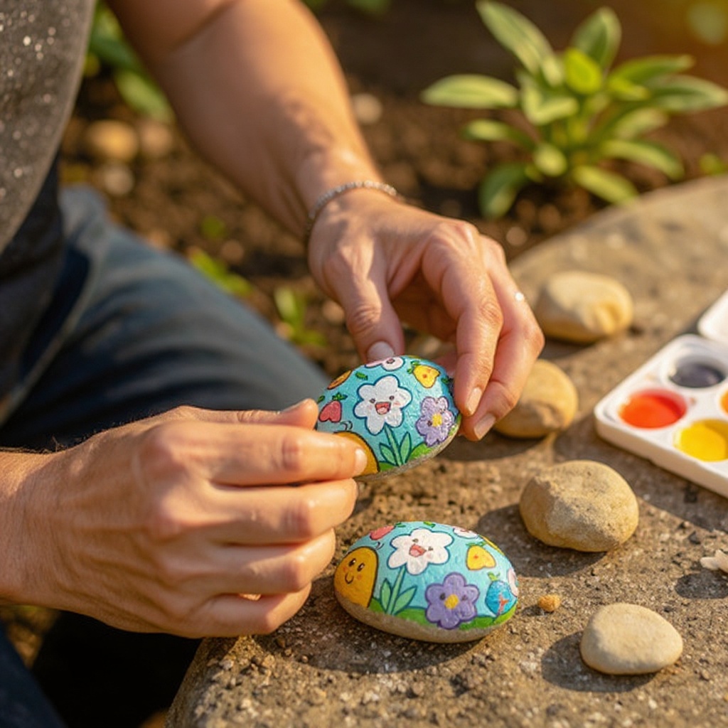 Step 3: Select your first rock and envision your design or message. Consider the shape a