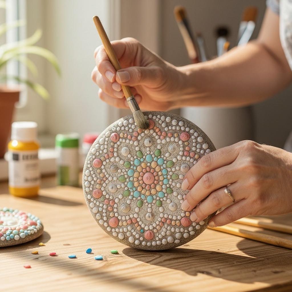 Step 6: Repeat the dotting process with different colors, filling in areas of your desig