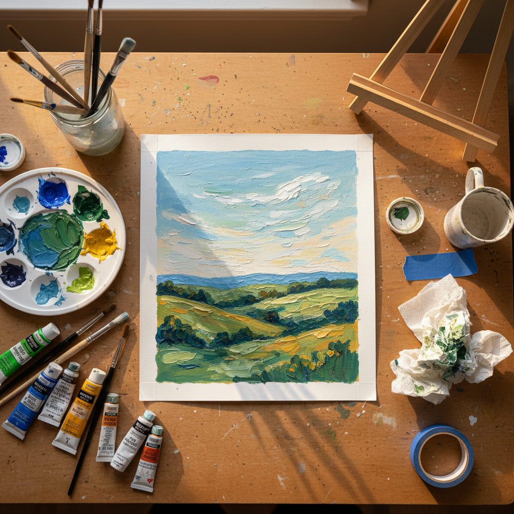 Multiple Simple Acrylic Landscape Painting crafts from above