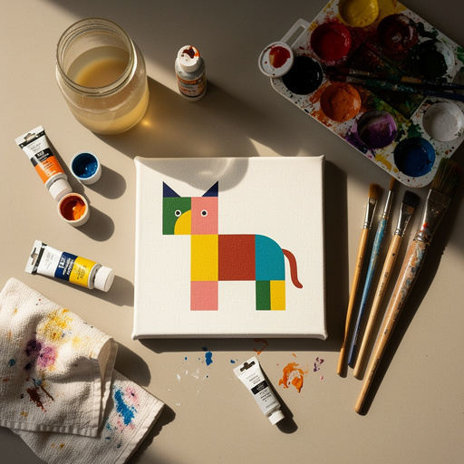 Multiple Canvas Color Block Animals crafts from above