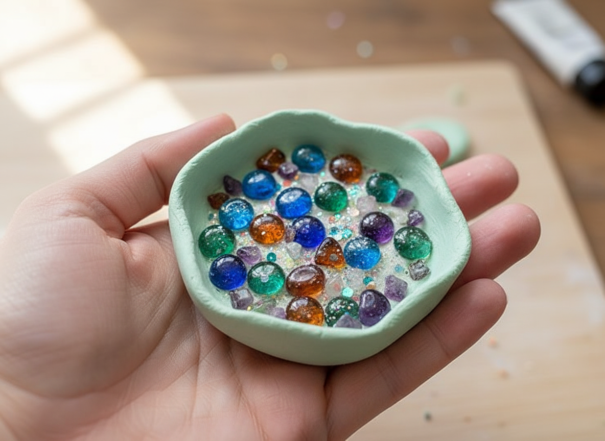 Air Dry Clay Geometric Trinket Dish held in hand
