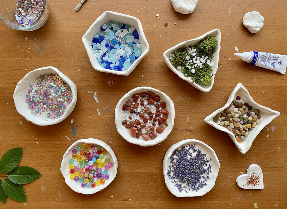 Multiple Air Dry Clay Geometric Trinket Dish crafts from above