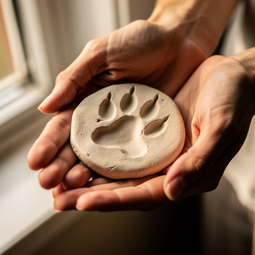 Air Dry Clay Pet Paw Prints held in hand