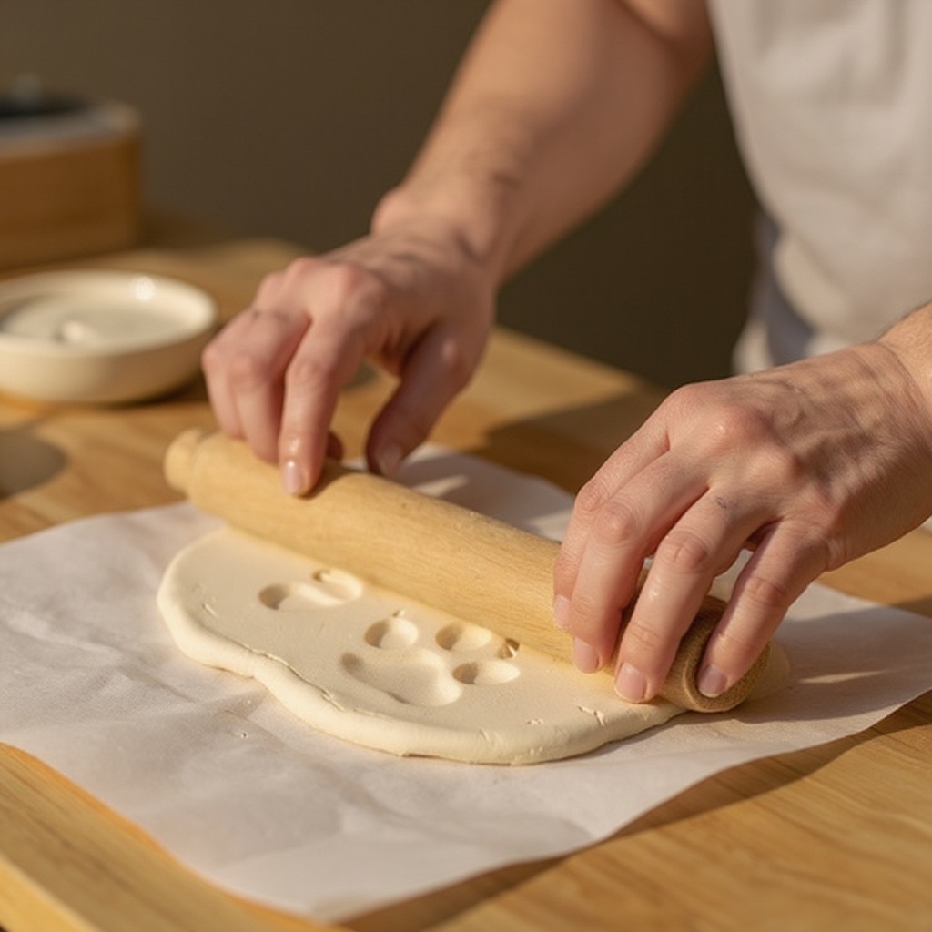 Step 3: Place the kneaded clay onto the center of the wax or parchment paper. Use your r