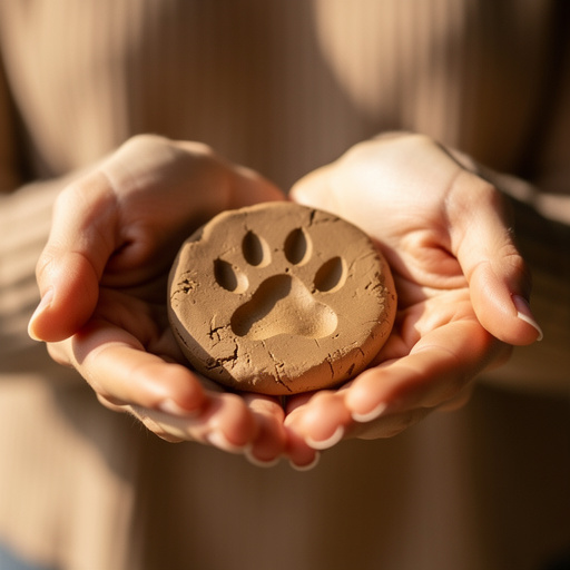 Clay Pet Paw Print Keepsakes held in hand