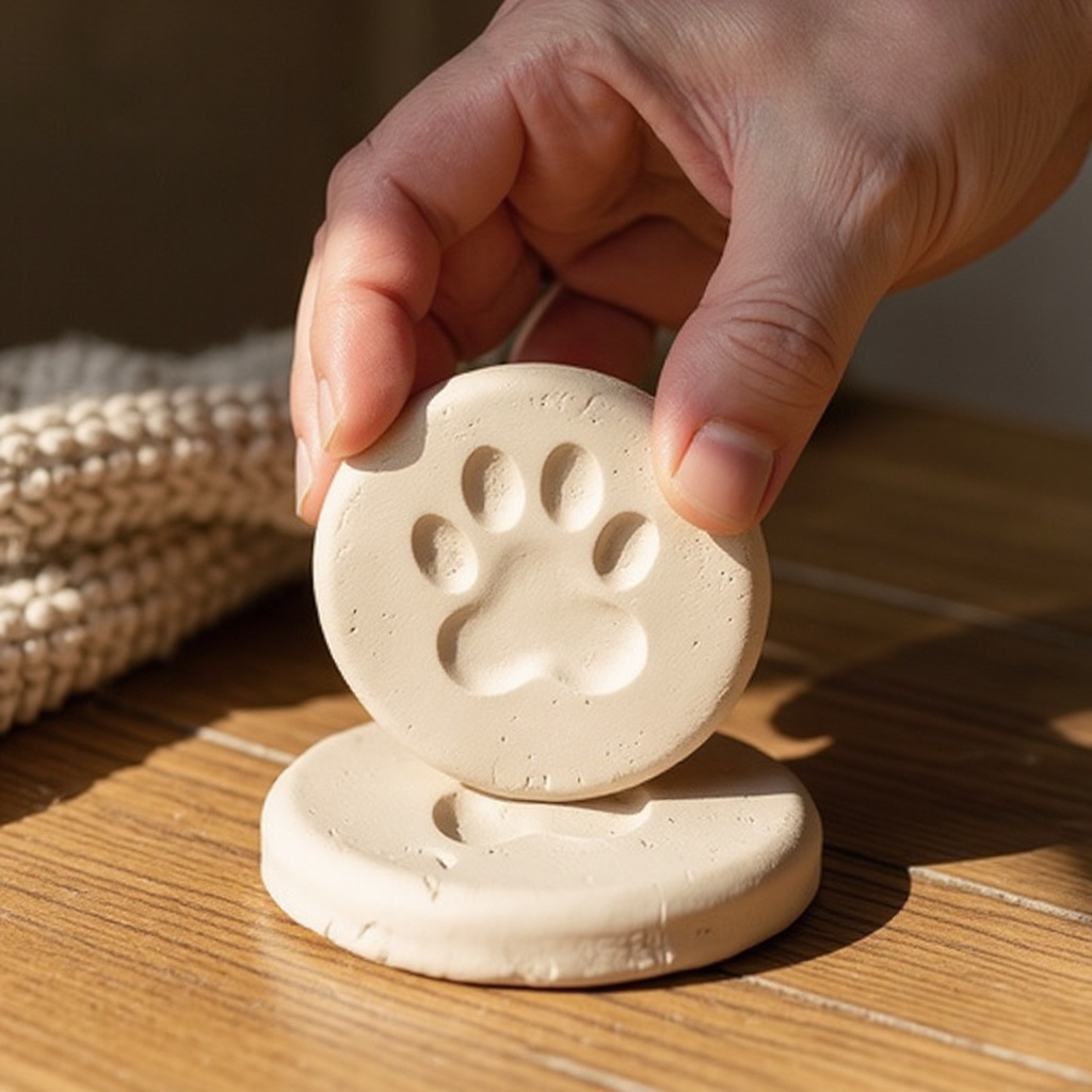 Step 5: Carefully lift your pet's paw straight up from the clay. Lifting vertically help
