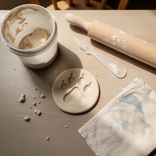 Multiple Clay Pet Paw Print Keepsakes crafts from above