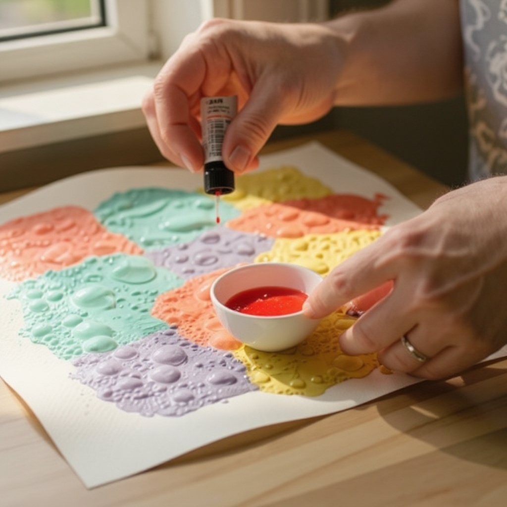 Step 2: Add a few drops of your chosen food coloring to the paste and mix thoroughly unt