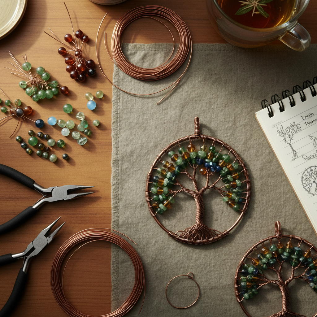 Multiple Beaded Wire Tree of Life Pendant crafts from above