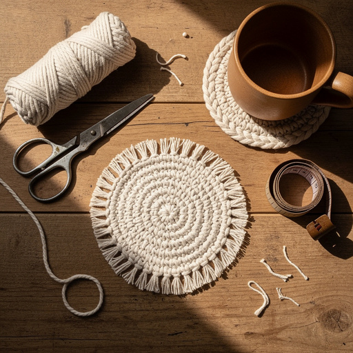 Multiple Simple Macrame Coasters crafts from above