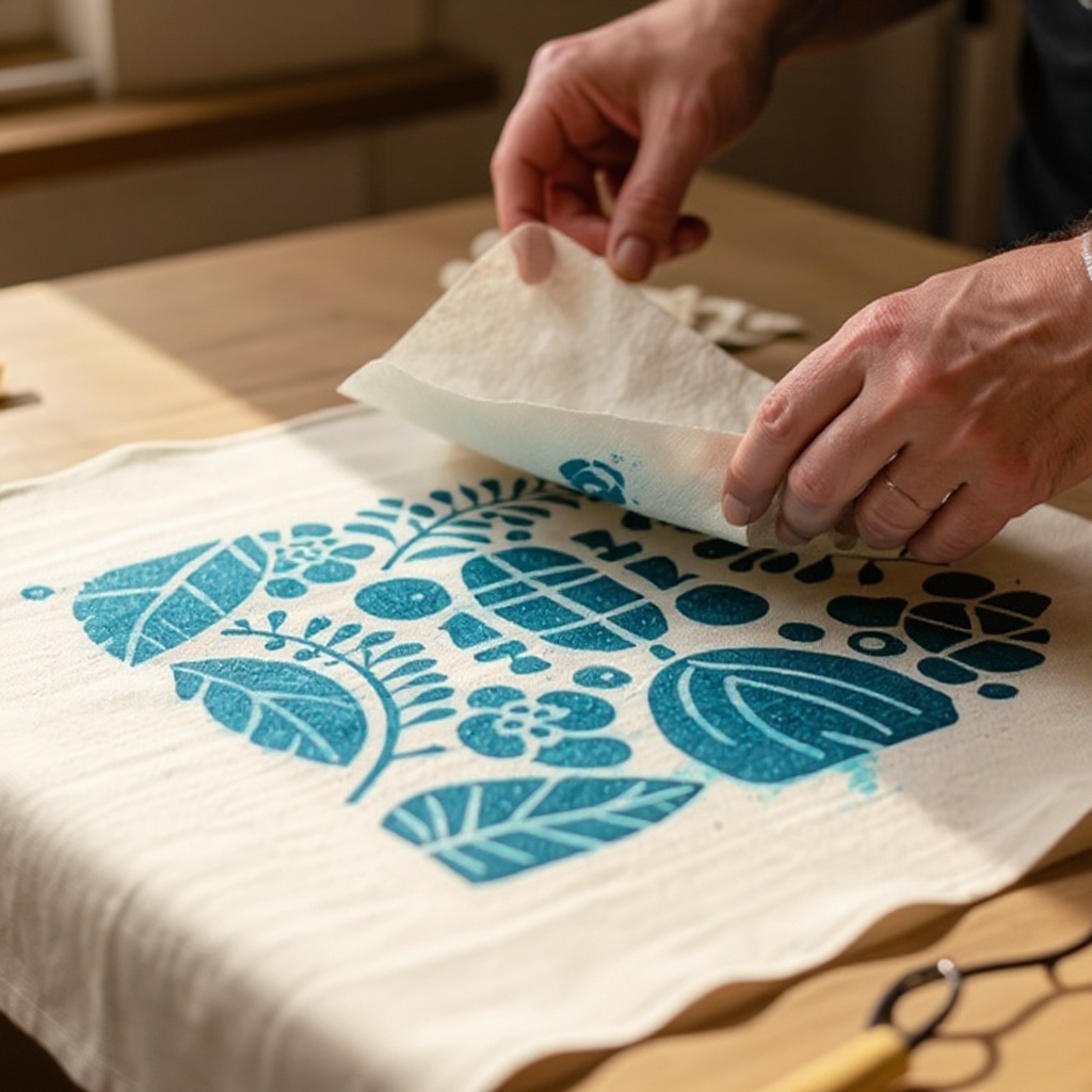 Step 9: Dip your sponge brush or foam dauber into the ink, dabbing off any excess on a p