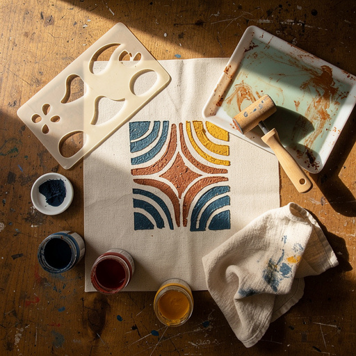 Multiple Fabric Ink Stencil Prints crafts from above