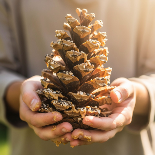 Pinecone Peanut Butter Feeder held in hand