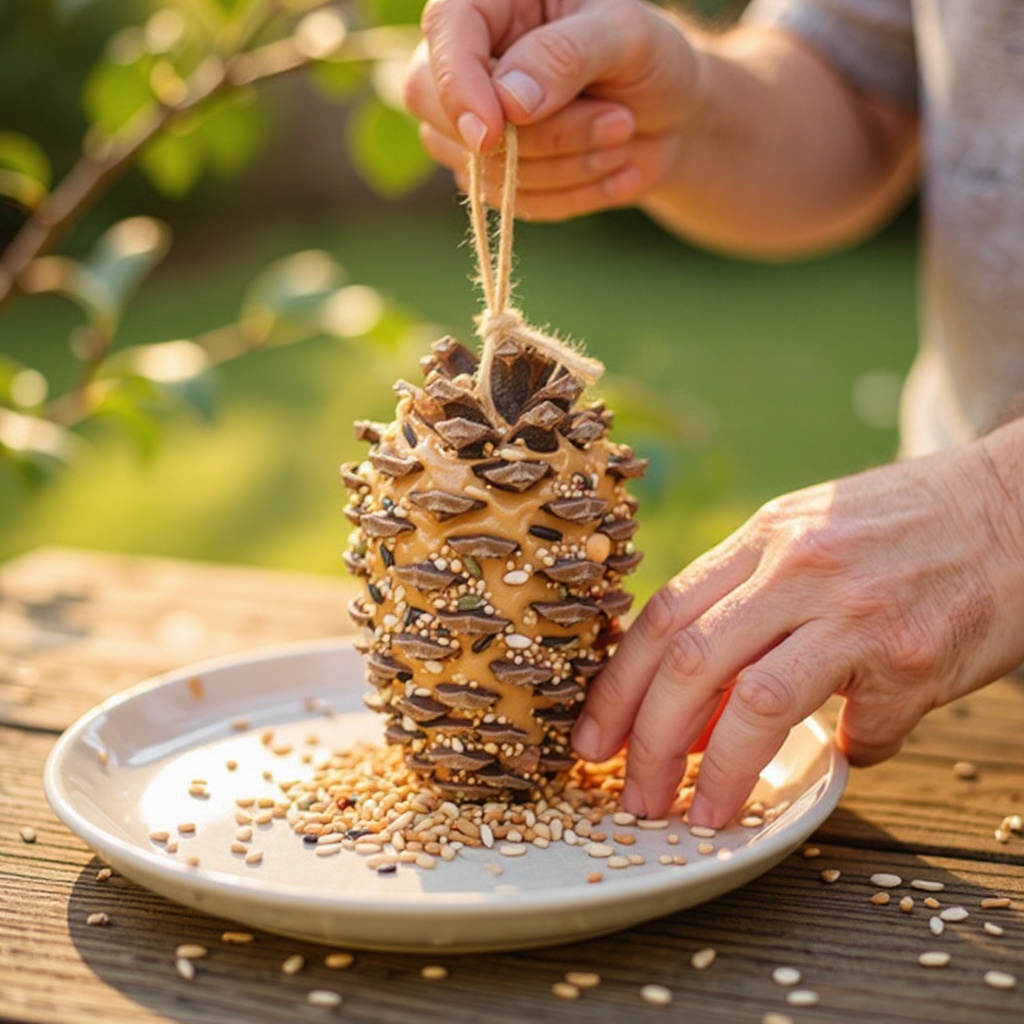 Step 5: Prepare your birdseed coating station. Pour the mixed birdseed onto the shallow 