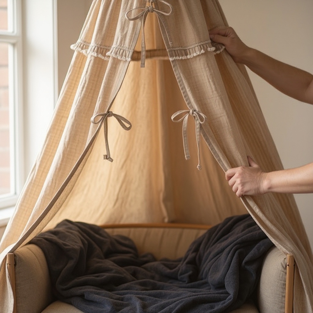 Step 4: Secure the blankets to the furniture using clothespins or binder clips, pulling 