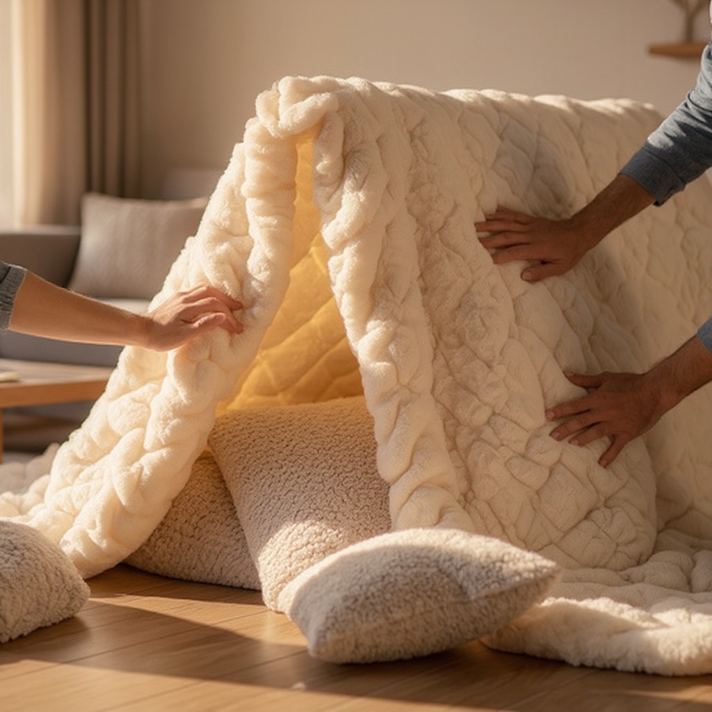 Step 8: Fill the inside of the fort with pillows and cushions for comfort.