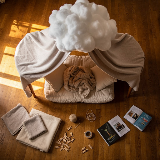Multiple Cozy Cloud Blanket Fort crafts from above