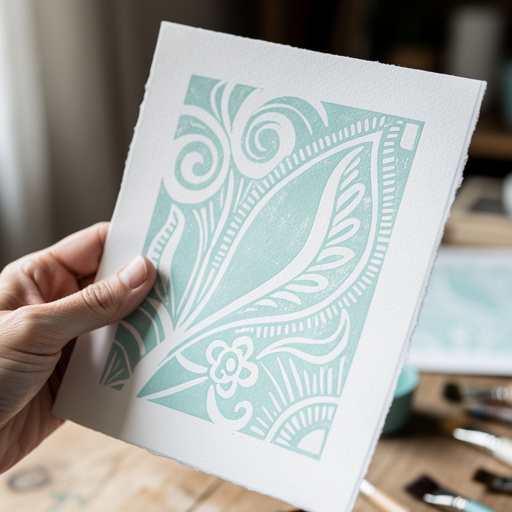 DIY Block Printing Art held in hand