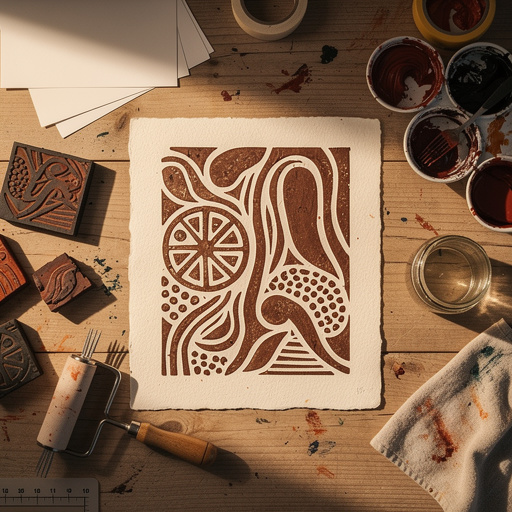 Multiple DIY Block Printing Art crafts from above