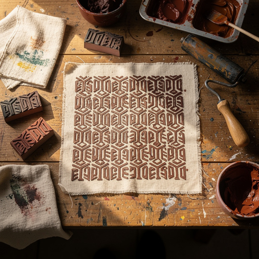 Multiple Fabric Block Printing Fun crafts from above