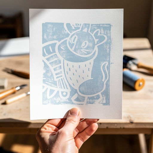 DIY Block Printing on Paper held in hand