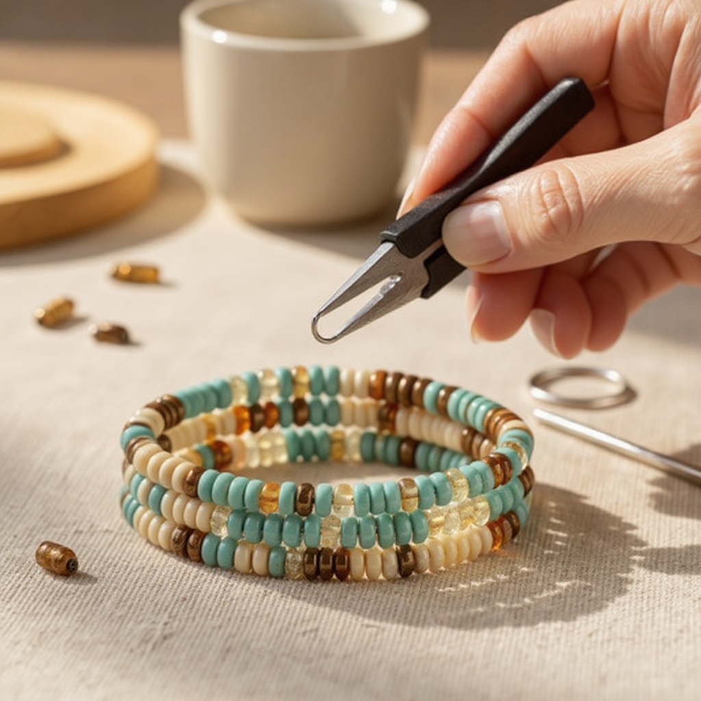 Step 2: Using round-nose pliers, create a small loop at one end of the memory wire to pr