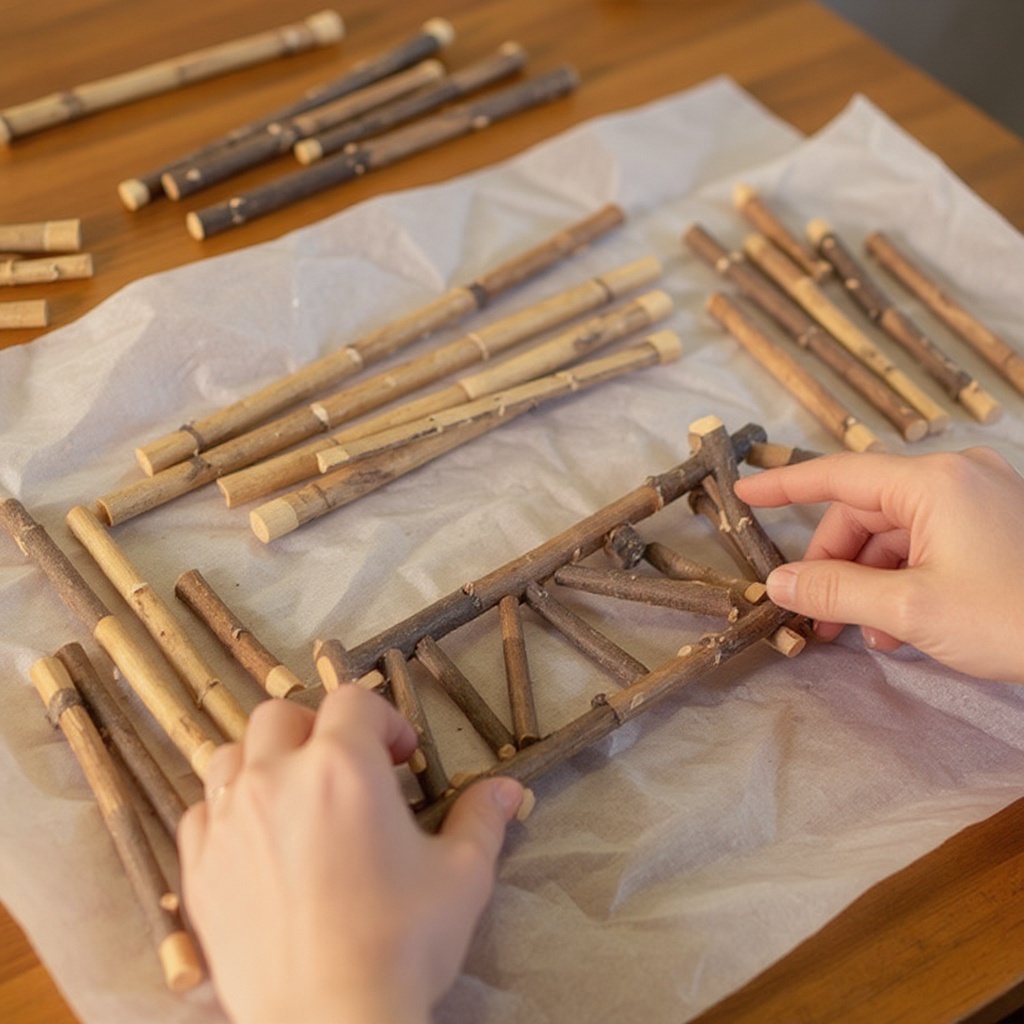 Step 2: Begin by constructing the two main side beams of your bridge, which will form th