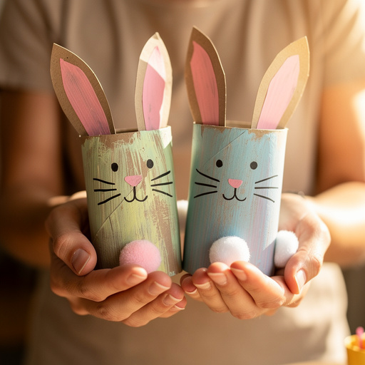 Paper Roll Bunny Buddies held in hand