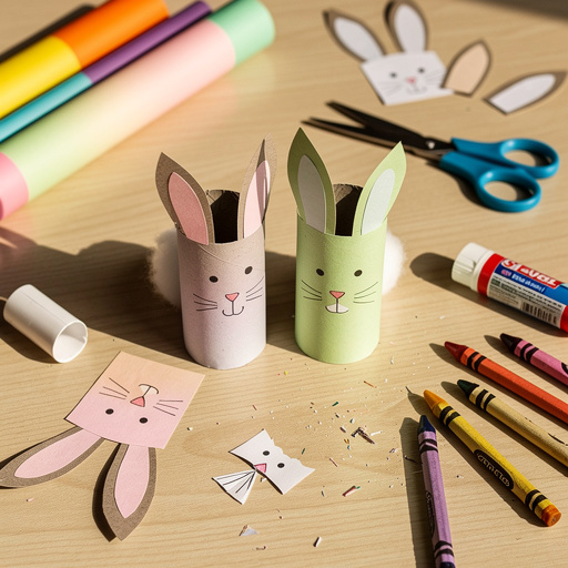Multiple Paper Roll Bunny Buddies crafts from above