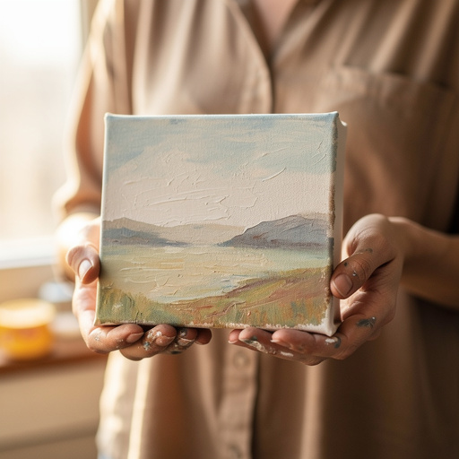 Simple Canvas Painting held in hand