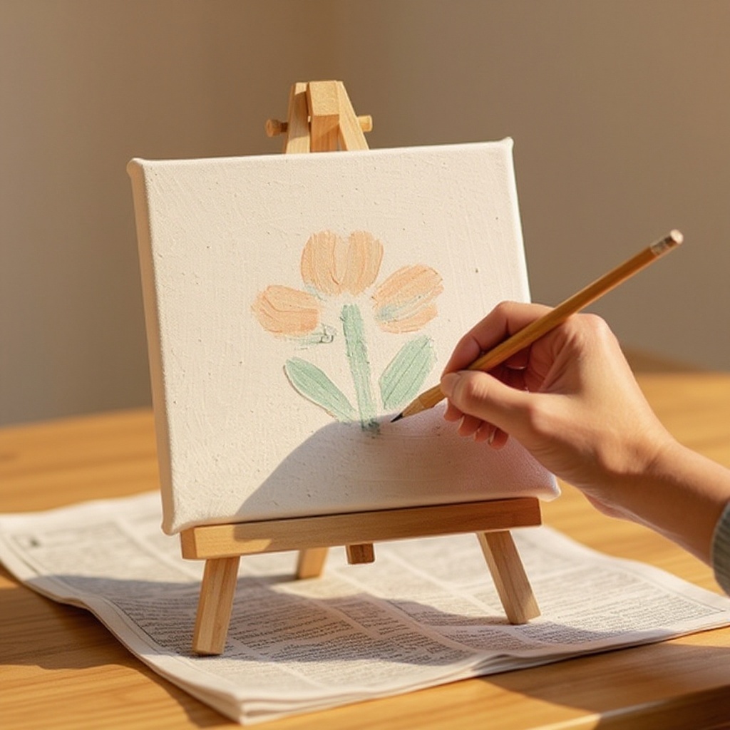 Step 2: If desired, lightly sketch a simple design onto your canvas with a pencil. Think