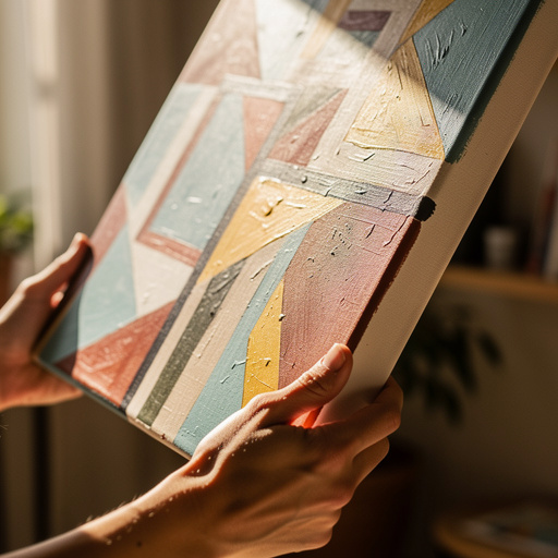 Abstract Geometric Canvas Art held in hand