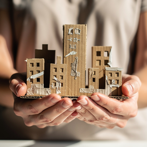 Cardboard City Skyline held in hand