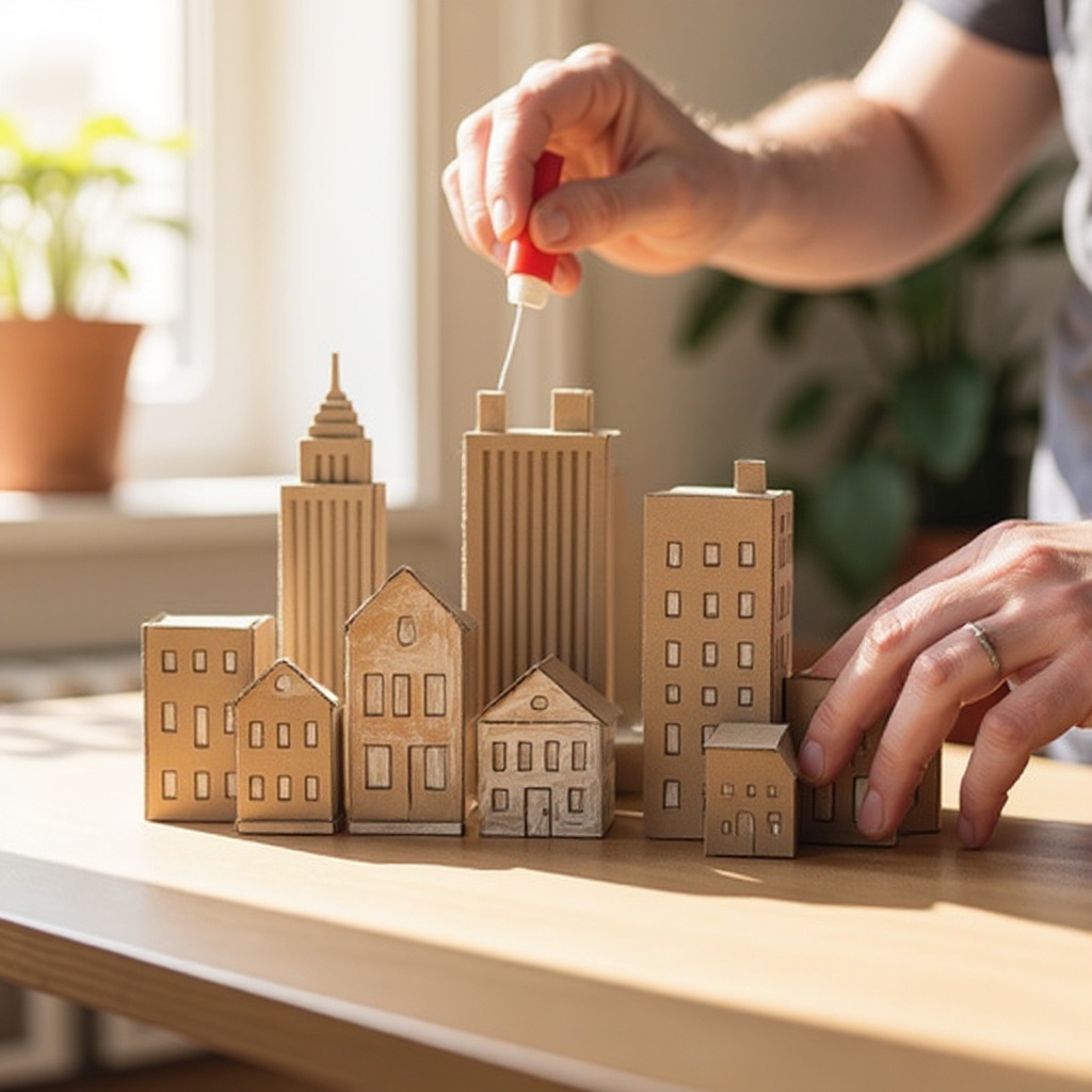 Step 4: If creating multi-sided buildings, cut out corresponding sides and glue them tog