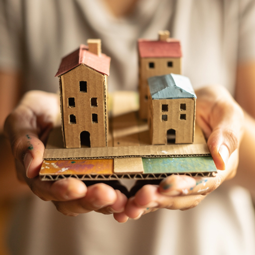 Cardboard Cityscape Diorama held in hand
