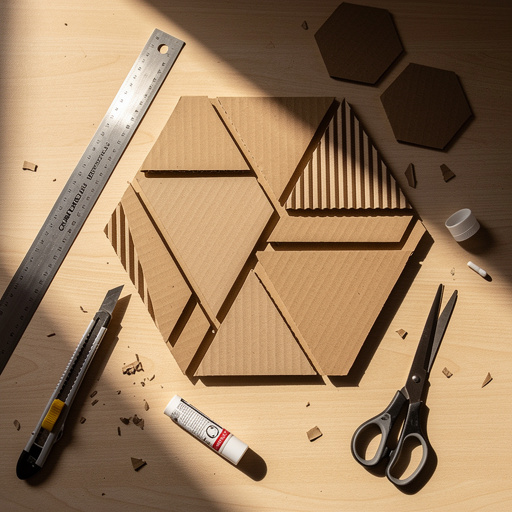 Multiple Cardboard Geometric Wall Art crafts from above