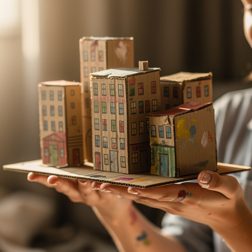 Cardboard Cityscape Diorama held in hand