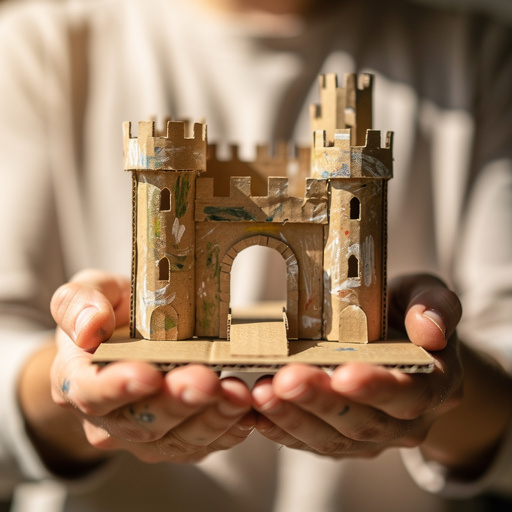 Cardboard Castle Diorama held in hand