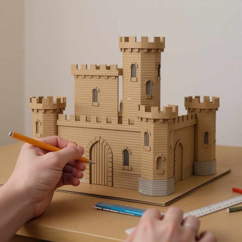 Step 2: On one of the main sides of the box, use your ruler and pencil to lightly sketch