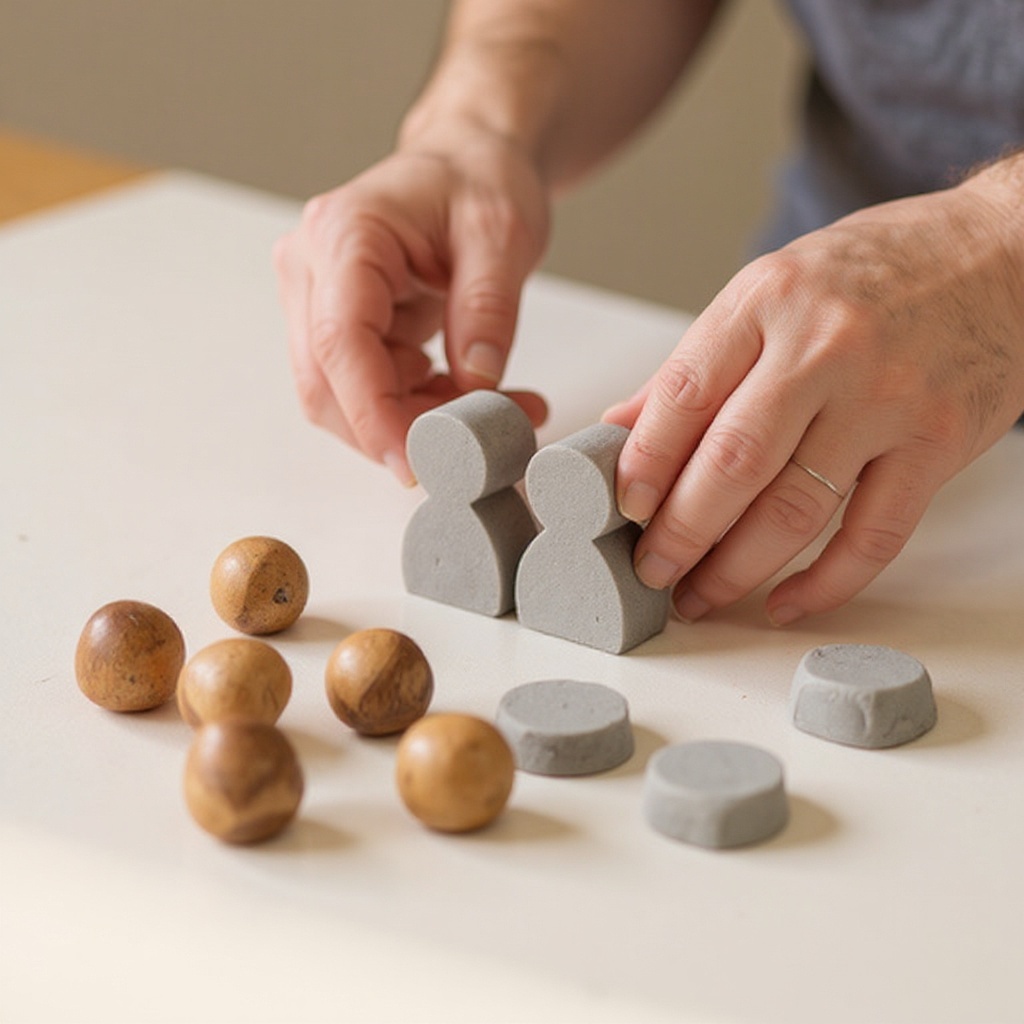 Step 1: Divide the air-dry clay into small, manageable portions.