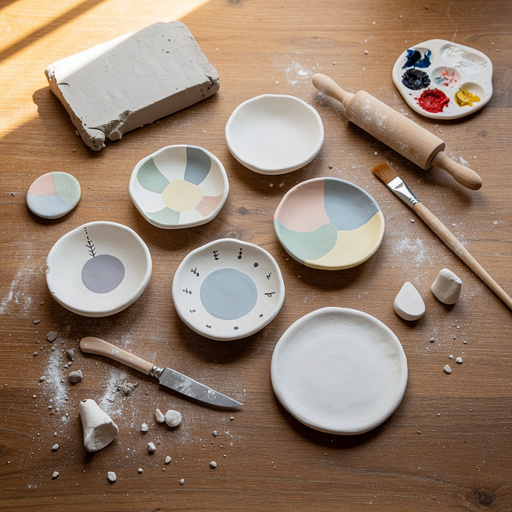 Multiple Air Dry Clay Trinket Dishes crafts from above