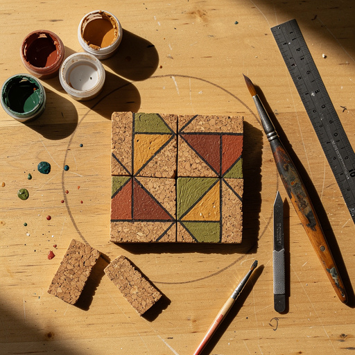 Multiple Cork Tile Art Coasters crafts from above